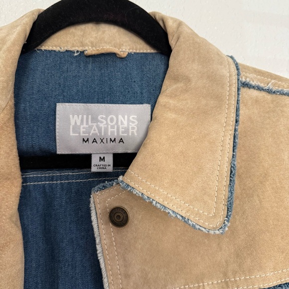 Wilson’s Leather Maxima Suede Leather Denim Lining Jacket Medium - Picture 4 of 6